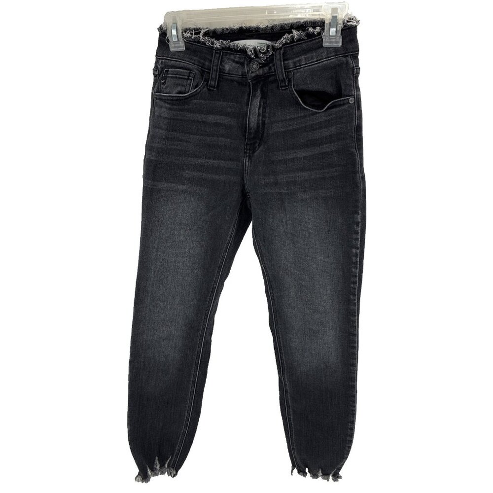 KanCan Estilo Womens Jeans Skinny Raw Hem Stretch Denim Black Size 26